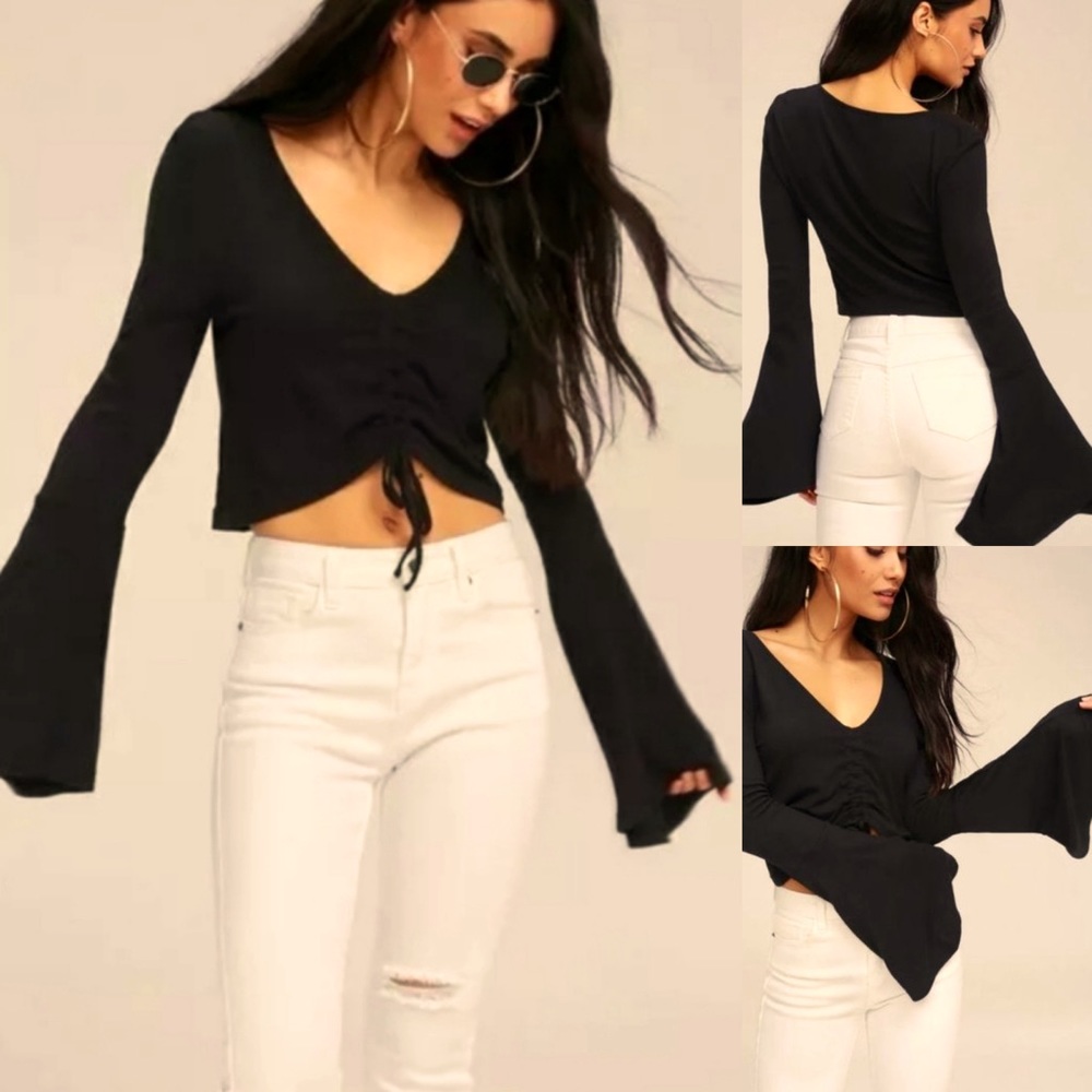 Leia Ruched Drawstring Crop Top - Picture 2 of 2